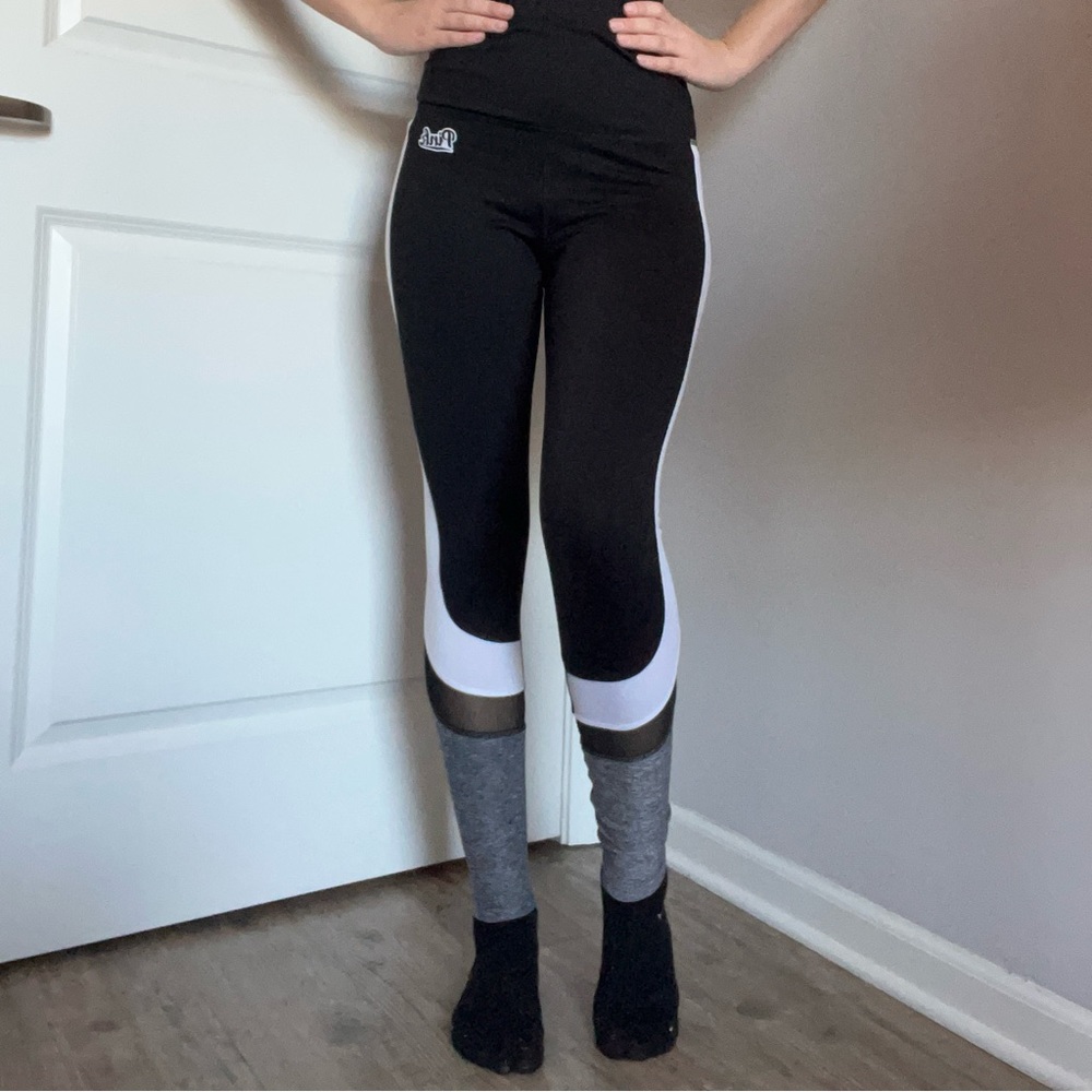 PINK Victoria Secret Black and White Mesh Leggings